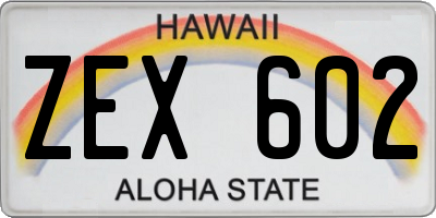 HI license plate ZEX602
