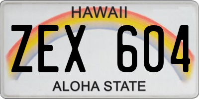 HI license plate ZEX604