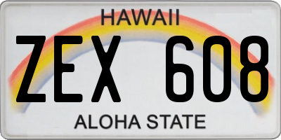 HI license plate ZEX608