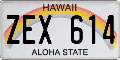 HI license plate ZEX614