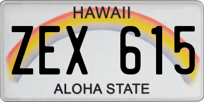 HI license plate ZEX615