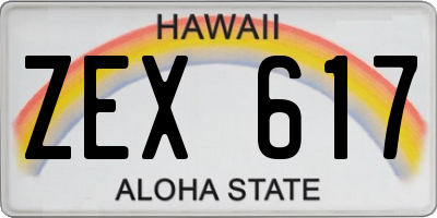 HI license plate ZEX617
