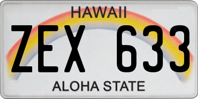 HI license plate ZEX633