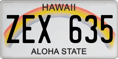 HI license plate ZEX635