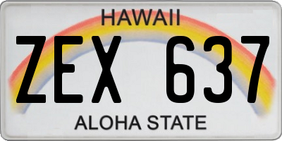 HI license plate ZEX637
