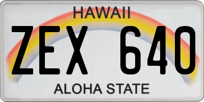 HI license plate ZEX640