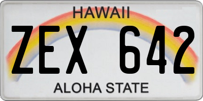 HI license plate ZEX642