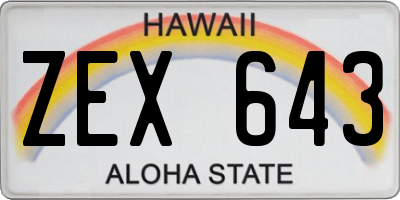 HI license plate ZEX643