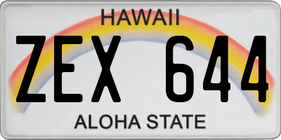 HI license plate ZEX644
