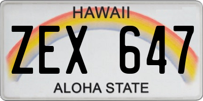 HI license plate ZEX647