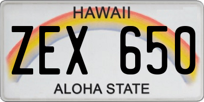 HI license plate ZEX650