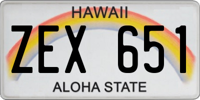 HI license plate ZEX651