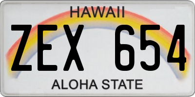 HI license plate ZEX654