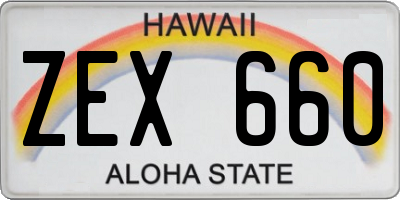 HI license plate ZEX660