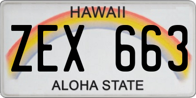 HI license plate ZEX663