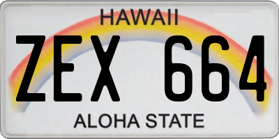 HI license plate ZEX664