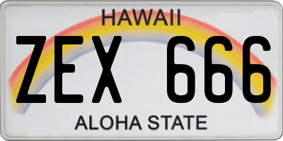 HI license plate ZEX666