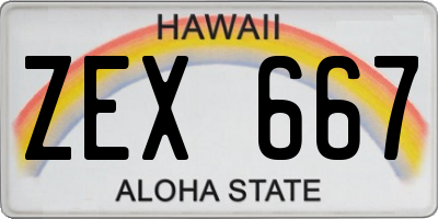 HI license plate ZEX667
