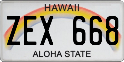 HI license plate ZEX668