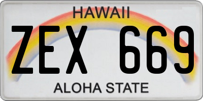 HI license plate ZEX669