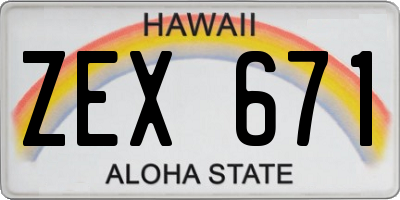 HI license plate ZEX671
