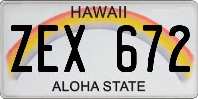 HI license plate ZEX672