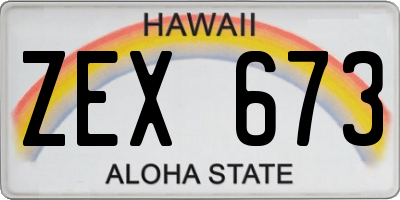 HI license plate ZEX673