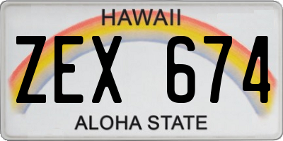 HI license plate ZEX674