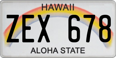 HI license plate ZEX678