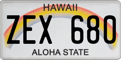 HI license plate ZEX680