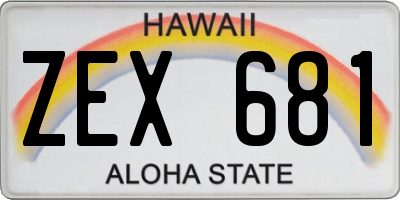 HI license plate ZEX681