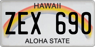 HI license plate ZEX690