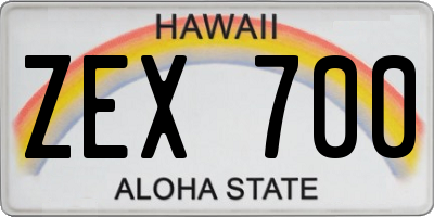 HI license plate ZEX700