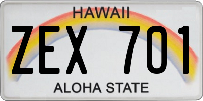 HI license plate ZEX701