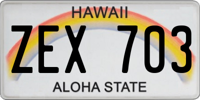 HI license plate ZEX703