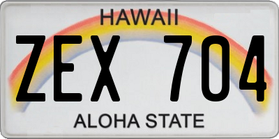 HI license plate ZEX704