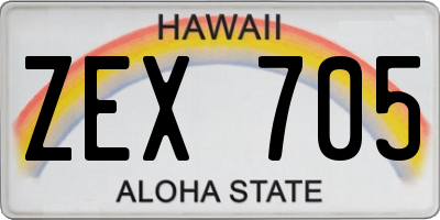 HI license plate ZEX705