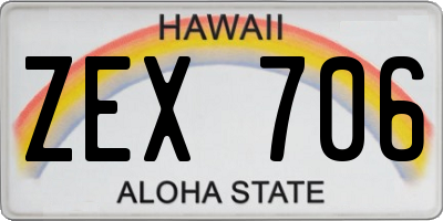 HI license plate ZEX706