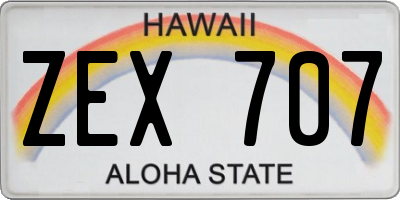 HI license plate ZEX707