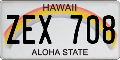 HI license plate ZEX708