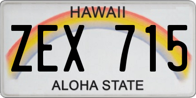 HI license plate ZEX715