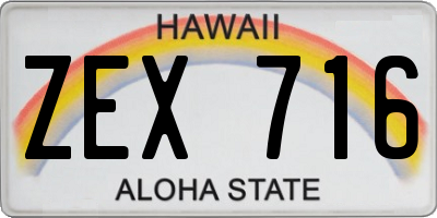 HI license plate ZEX716