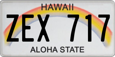 HI license plate ZEX717