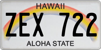 HI license plate ZEX722
