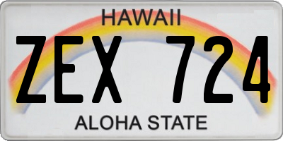 HI license plate ZEX724