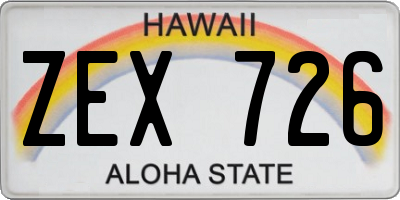 HI license plate ZEX726