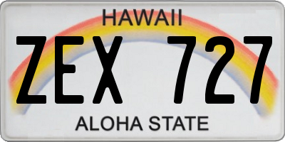HI license plate ZEX727