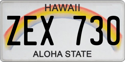 HI license plate ZEX730