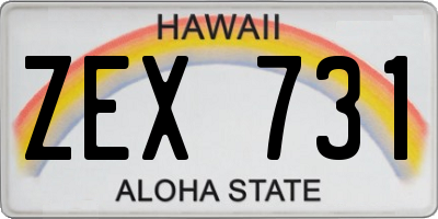 HI license plate ZEX731