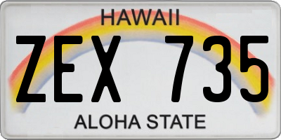 HI license plate ZEX735
